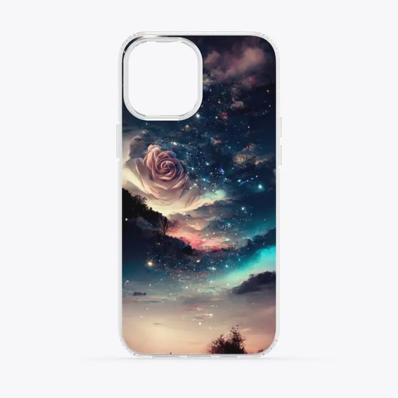 iPhone Case with Rose and Stars 